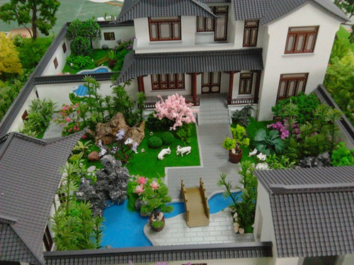 仿古别墅建筑沙盘模型