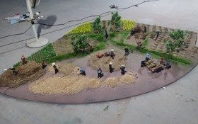 文化馆收麦农业场景模型